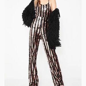 Rehab Gold Sequin Jumpsuit Romper